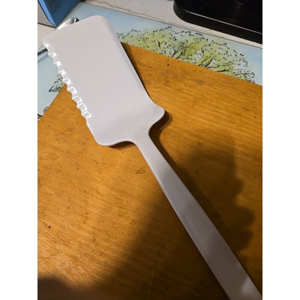 Vintage Copco White Melamine Solid Spatula Turner Cooking Utensil Dual Edge .